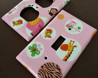 Pink Animal Polka Dot  Light Switch Covers Outlet Covers