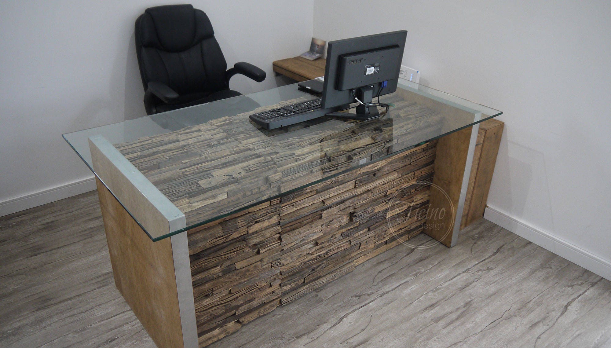 Rustic Computer Desk, Modern Computer Desk, Glass Computer Desk, Interior  Design, Office Furniture, Reclaimed Wood Office Desk. 