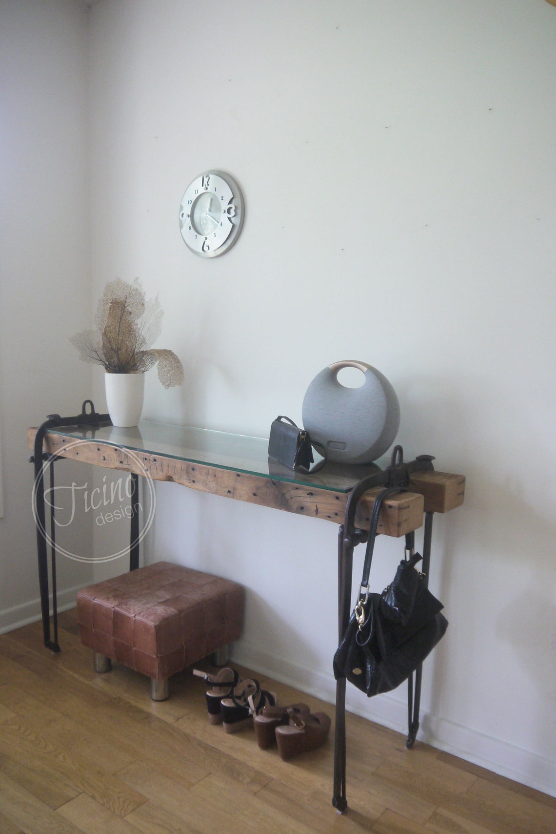 Rustikaler Eingangstisch. Glas Eingangstisch. Holz Schmaler | Etsy