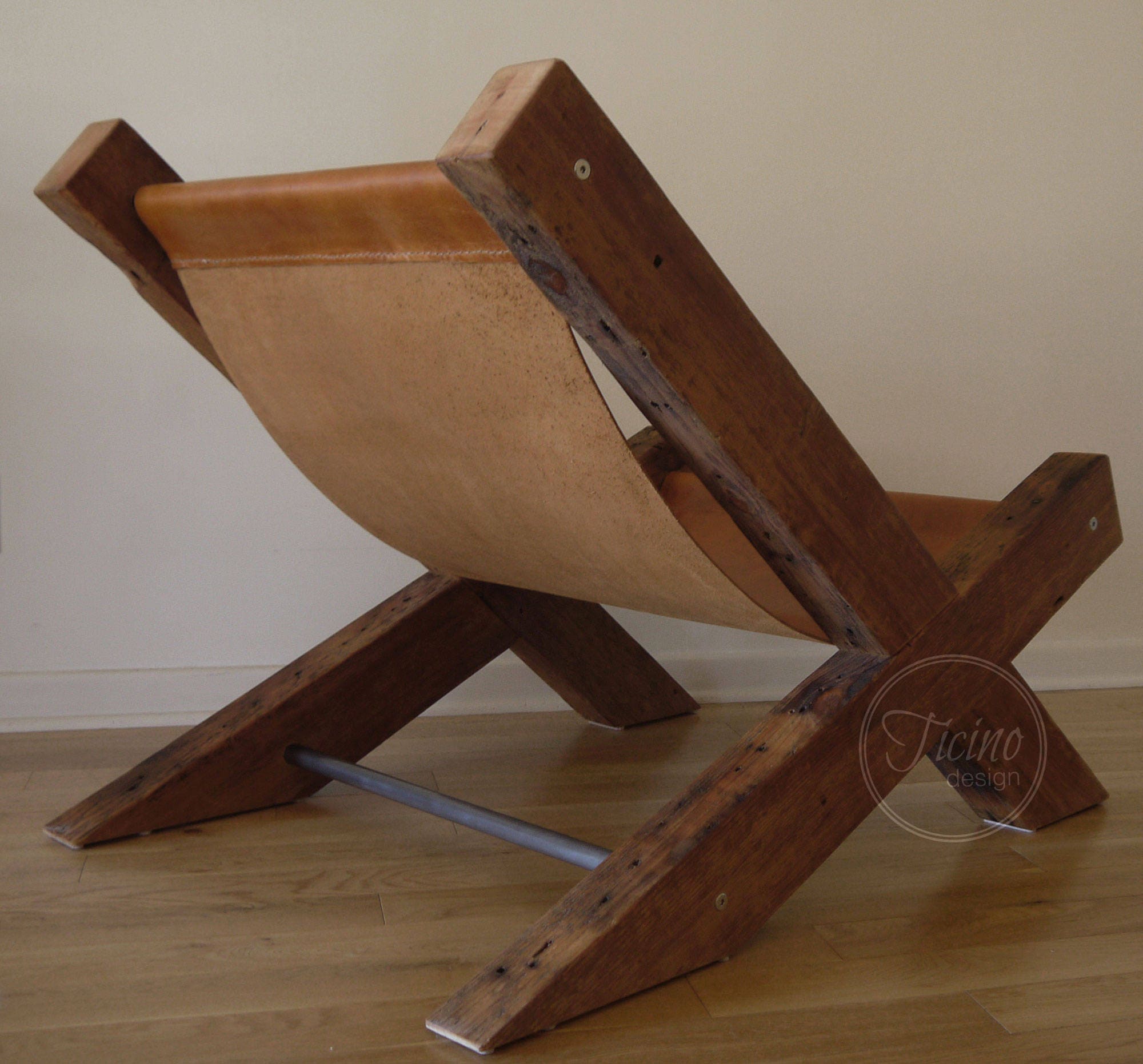 Lounge Chair aus Leder. Rustikaler Holzstuhl. Armstuhl. Lounge | Etsy