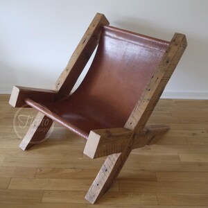 Rustic Wood Chair. Leather Lounge Chair. Barn Wood Arm Chair. Lounge Chair. Chair Living Room. Brown Leather Chair. Reclaimed Wood Chair. image 3