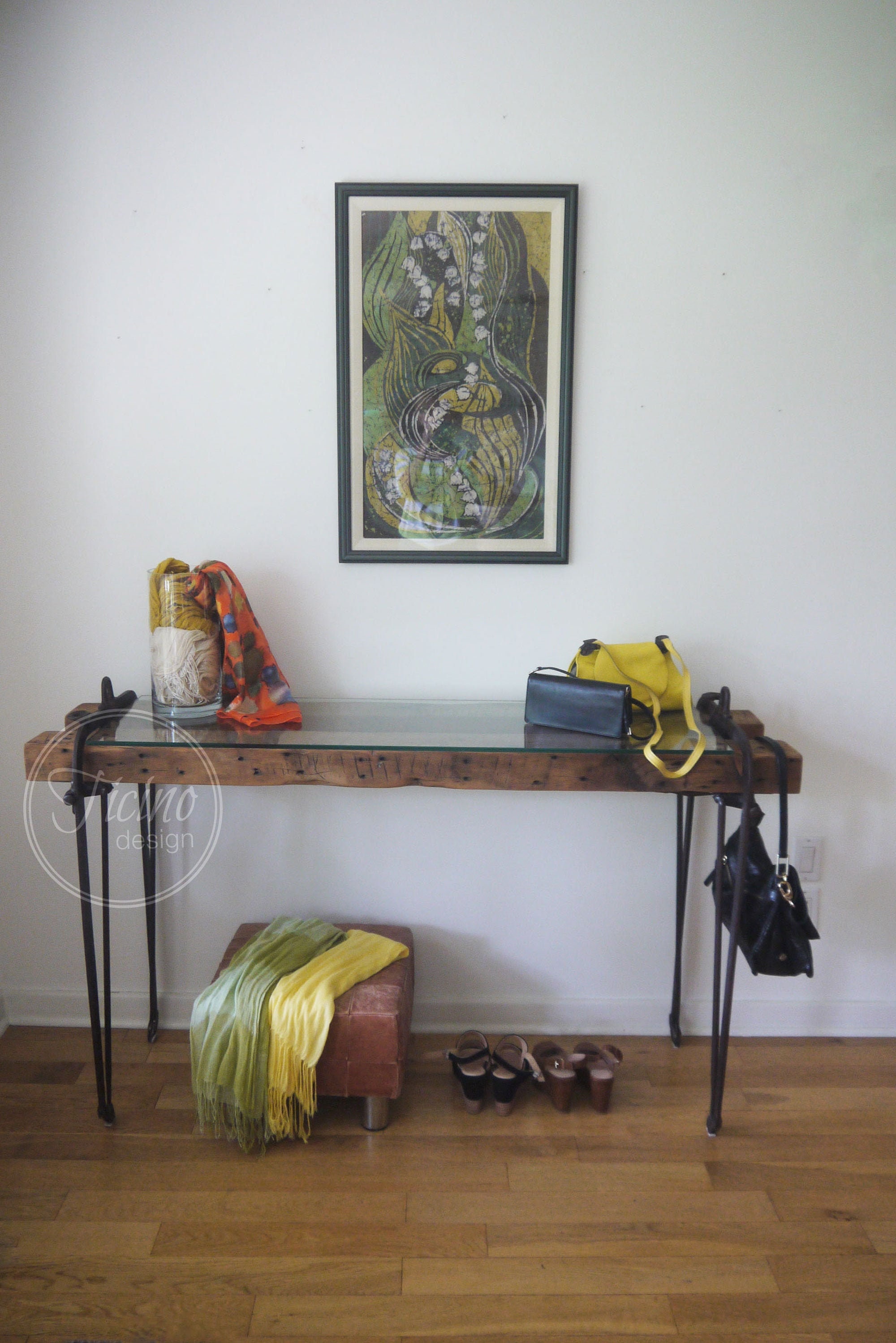 Rustikaler Eingangstisch. Glas Eingangstisch. Holz Schmaler | Etsy