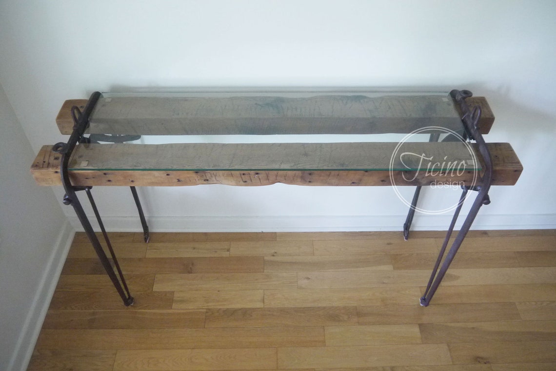 Rustikaler Eingangstisch. Glas Eingangstisch. Holz Schmaler | Etsy