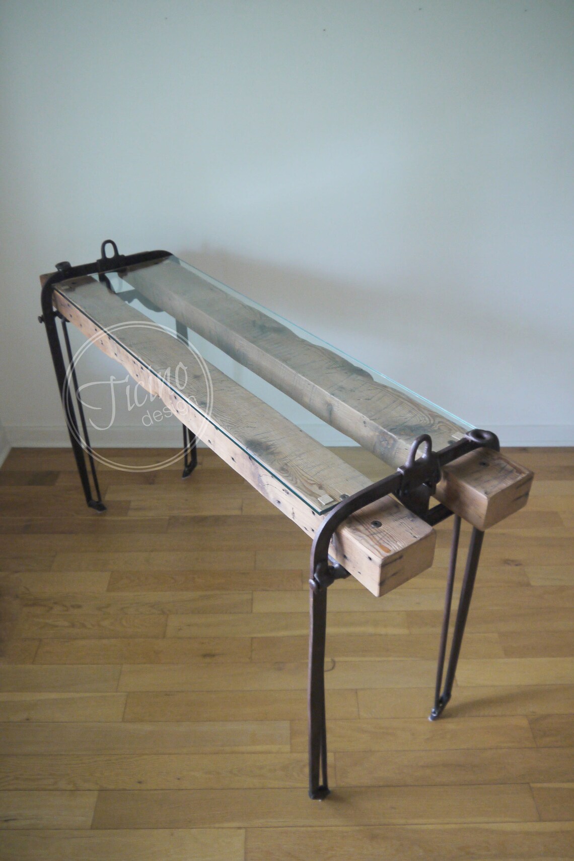 Rustikaler Eingangstisch. Glas Eingangstisch. Holz Schmaler | Etsy