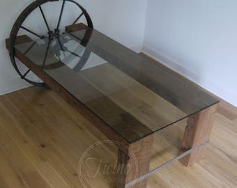 Rustic End Table. Barn Wood End Table.Reclaimed Wood and Glass Coffee Table. Rustic Side Table. Barn Wood Side Table. Vintage Coffee Table.