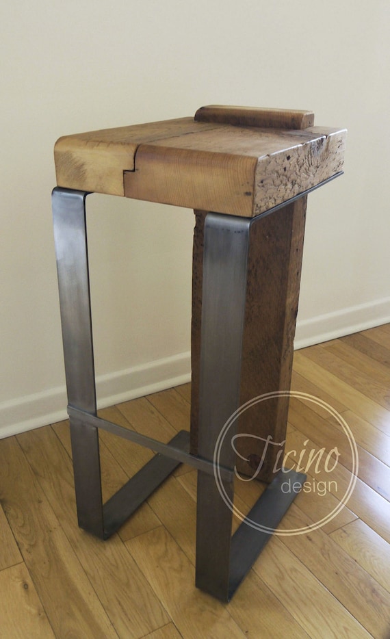 Bar Stool Wooden. Rustic Bar Stool. Kitchen Bar Stools. Reclaimed Wood. Metal Bar Stool. Industrial Bar Stool. Handmade. Bar Chair Wood. Etsy
