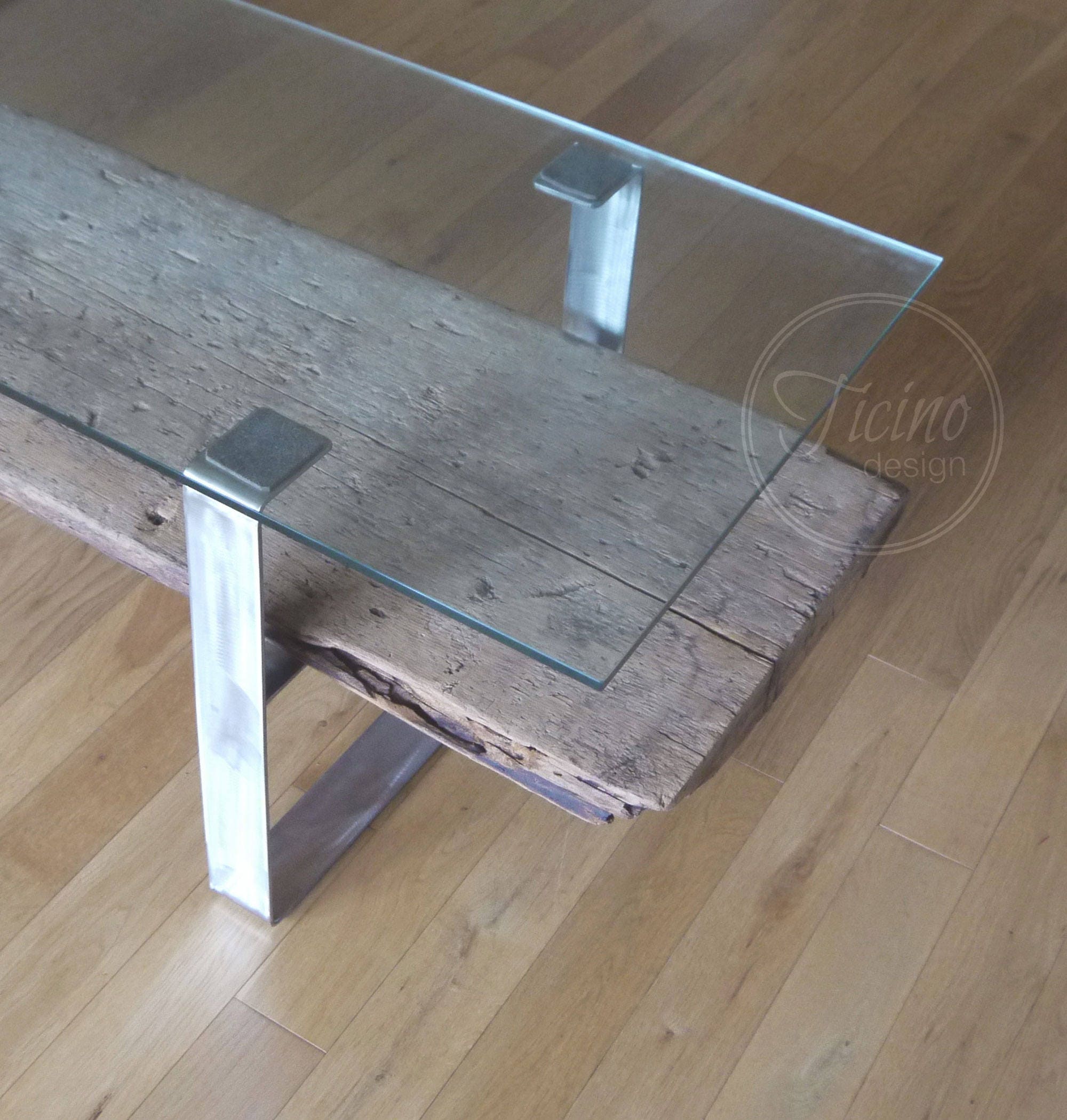 Glass Coffee Table. Reclaimed Wood Coffee Table. Metal Legs Etsy