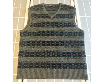 Vintage 1940's WWII American Red Cross Wool Hand Knit Sweater Vest