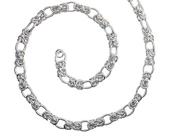 Silver Link Chain Necklace, Handmade in 925 Sterling Silver - Ref: SS384N