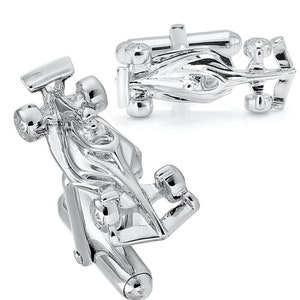 Formula 1 Racing Car, 925 Silver Cufflinks for Motor Sport and Formula One Enthusiasts, Latest F1 Version with Halo Cockpit. Ref: AEC005 image 1