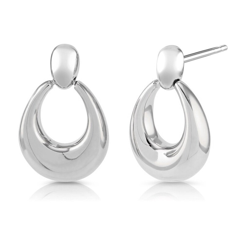 Silver Hoop Earrings Dangle Design With a Polished/satin Etsy UK