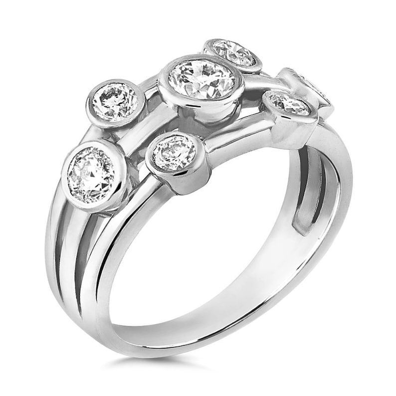 CZ Diamond Bubble Ring Set on Three Bands in 925 Silver. Ref Etsy UK