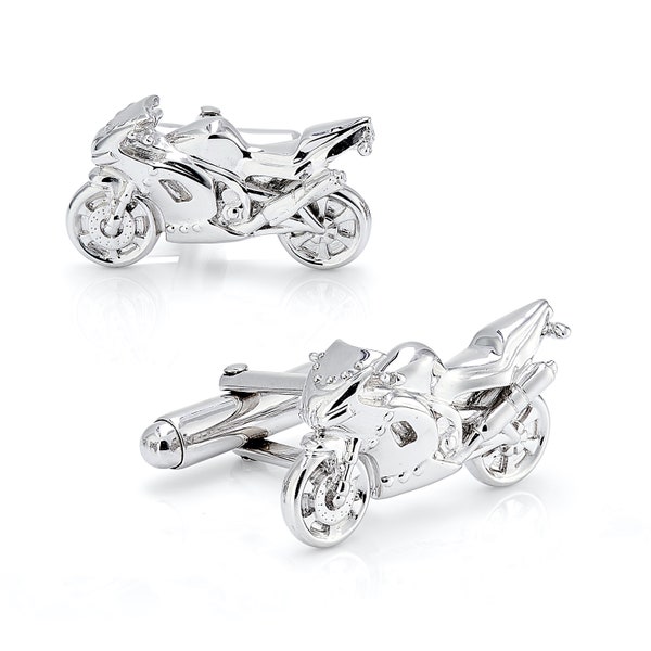 Motorbike Cufflinks, 925 Silver Cufflinks for Motor Sport Enthusiasts and Bike Riders, fitted with swivels. Ref: AEC006