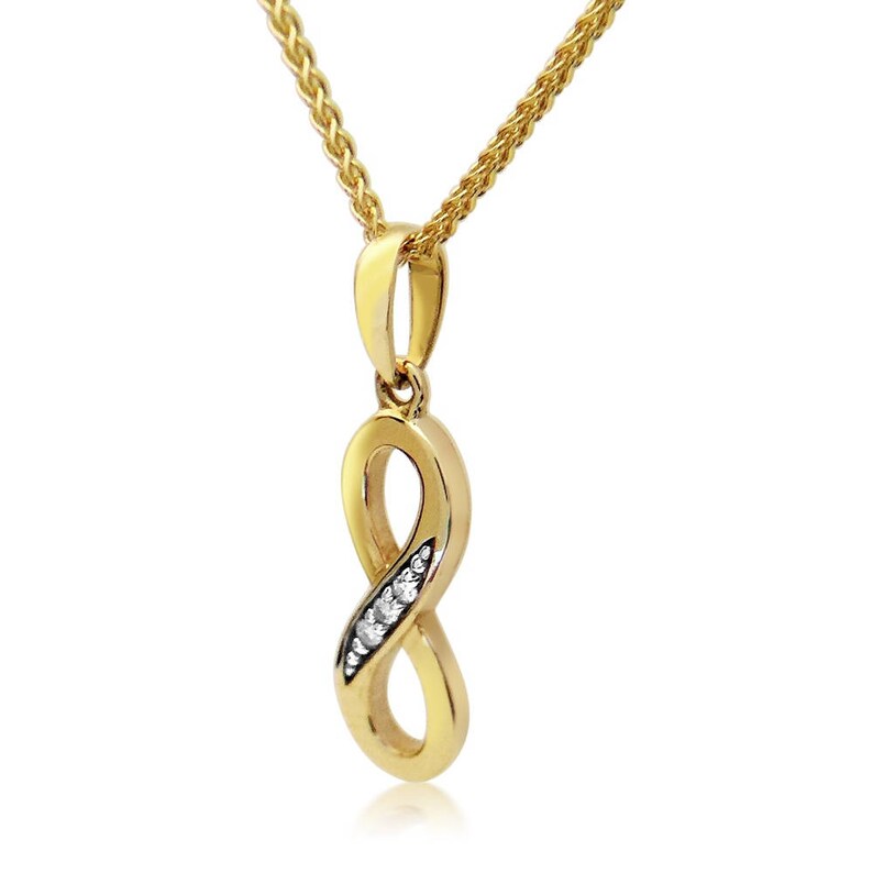 9ct Gold Infinity Pendant Necklace Set With Real Diamonds Etsy UK