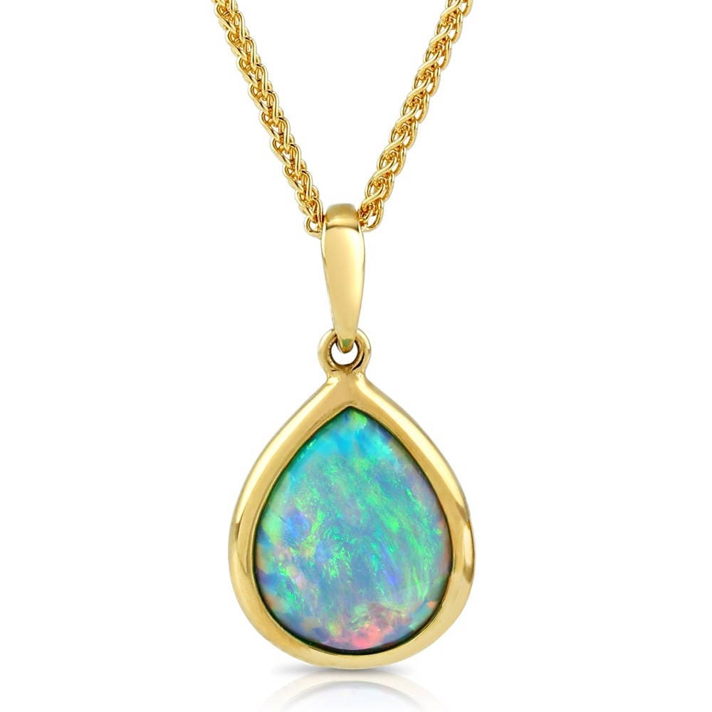 Opal Pendant Necklace 9ct Gold With Vibrant Cultured Opal - Etsy UK