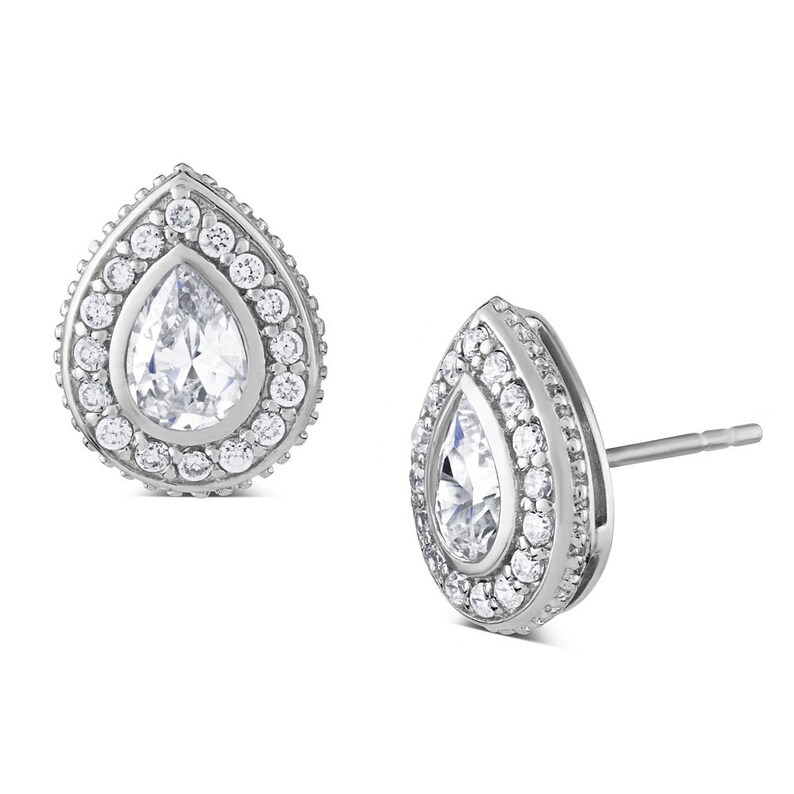 Teardrop CZ Diamond Earrings Pear Shaped in 925 Sterling Etsy