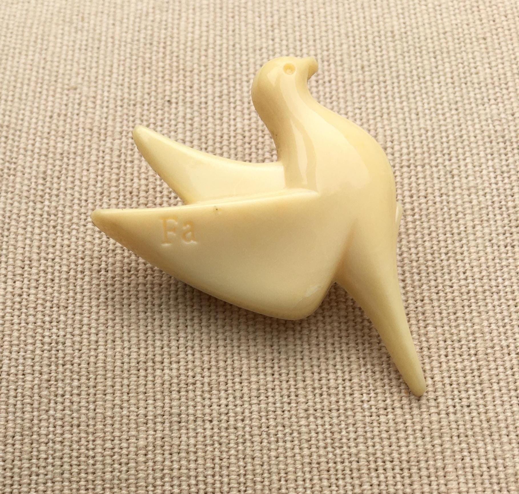 Broche Oiseau Doré - Verre Noir - Vintage - Excellent état