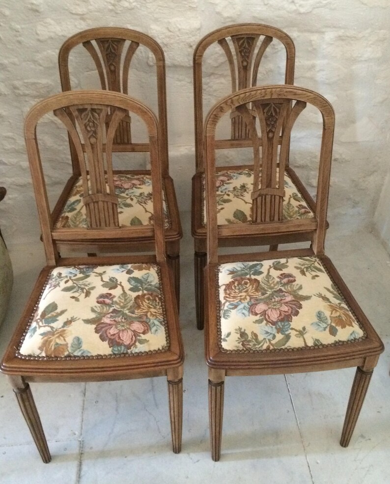 Set of Four Vintage French Dining Chairs c1930s Etsy