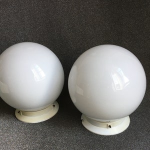 Set of 2 White Glass Light Fixtures