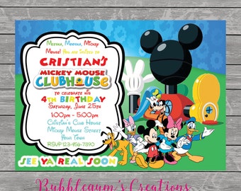 Mickey Mouse Birthday Invitation - Mickey Mouse Club House Invite - Printable - Digital Invitations