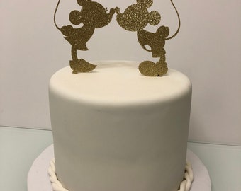 Mickey and Minnie Glitter Cardstock Wedding Cake Topper