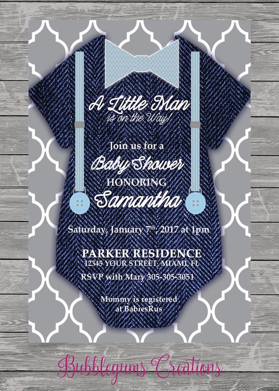 denim baby shower invitations