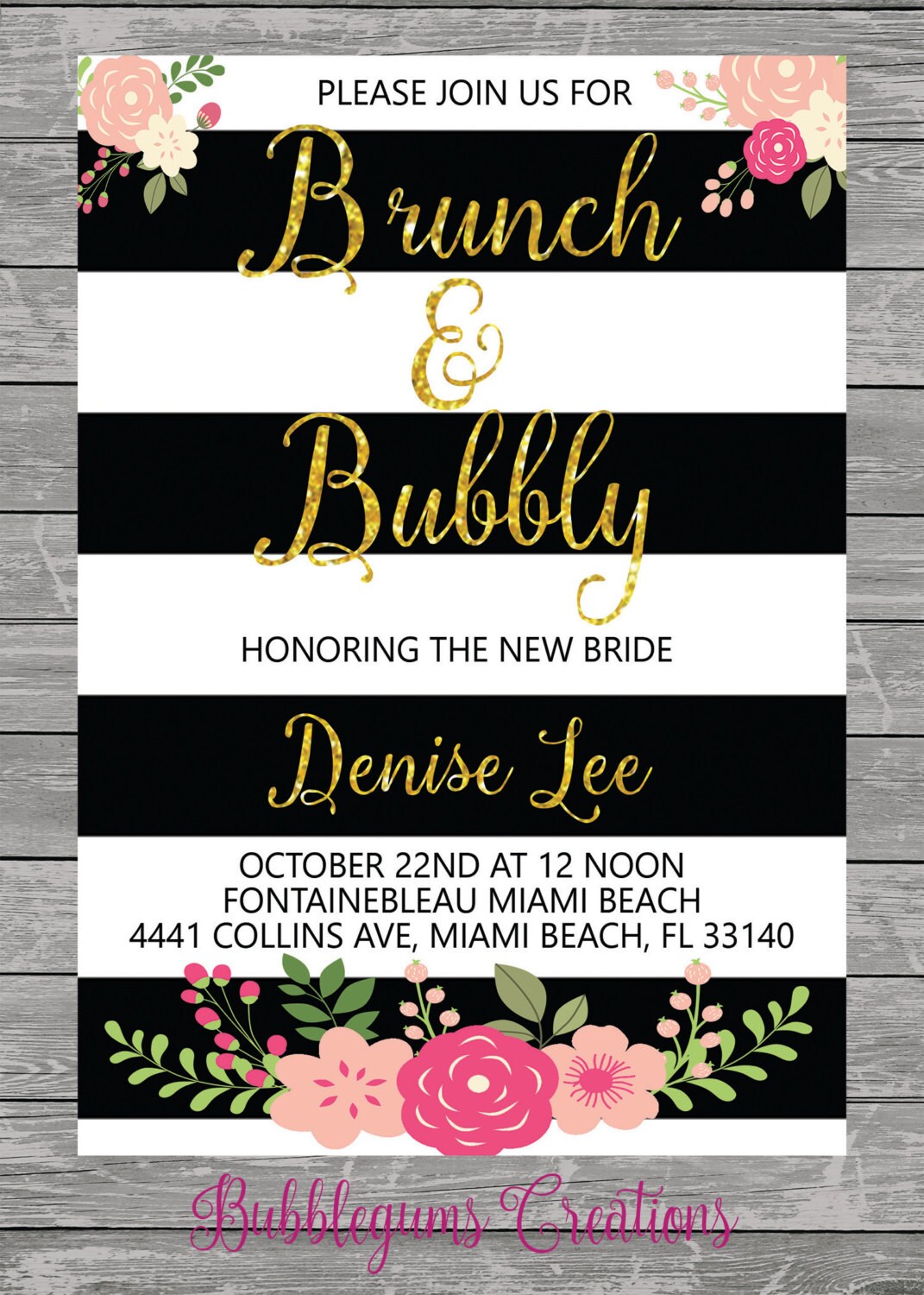 Brunch Bubbly Bridal Baby Shower Invitation Printable Black And Brunch Bubbly Bridal Baby Shower Invitation Printable Black And