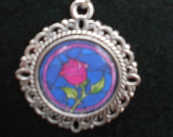Beauty and the Beast Rose Necklace