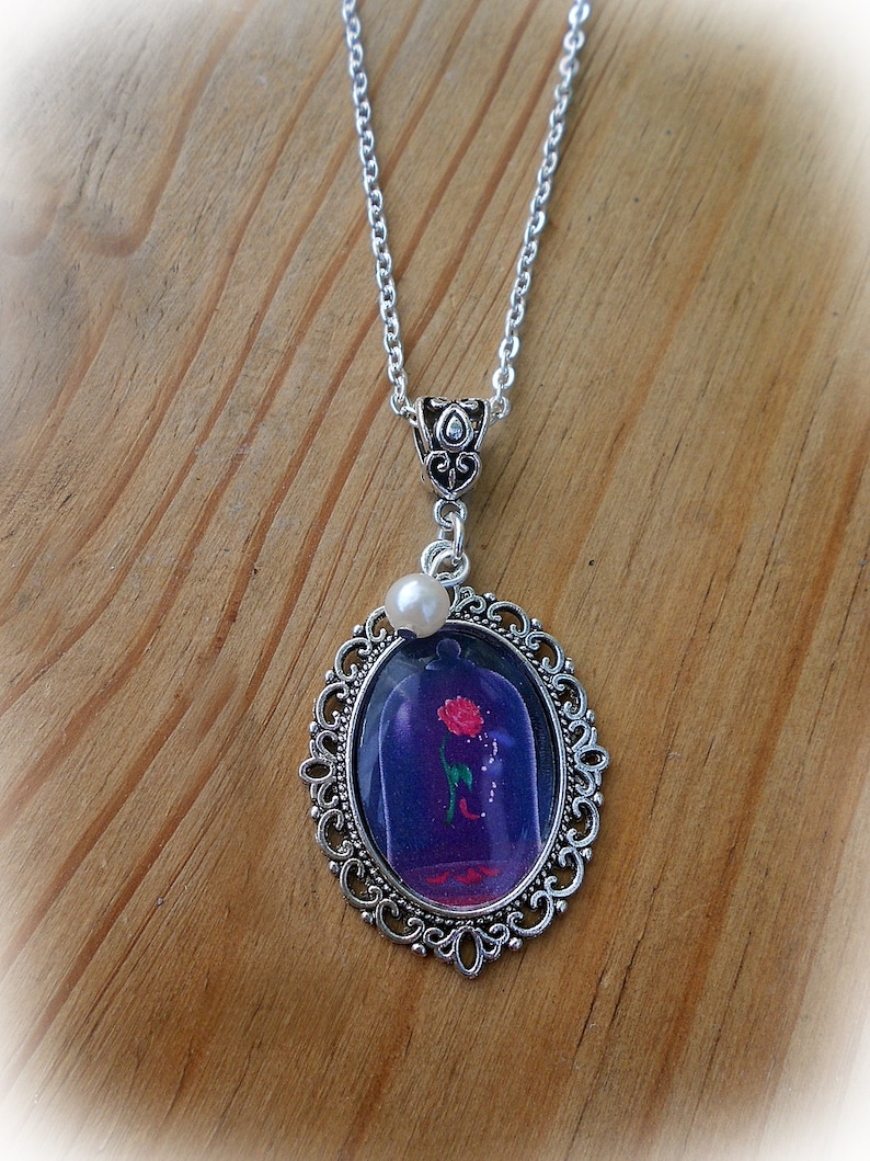 Disney's Beauty and the Beast Rose Necklace Etsy