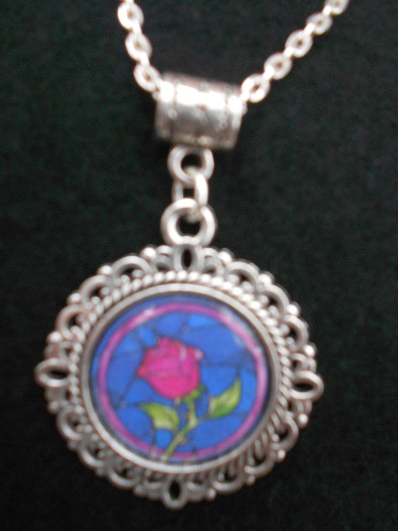 Disney's Beauty and the Beast Rose Necklace | Etsy