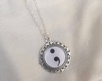 Mental Health Symbol Semi Colon Necklace