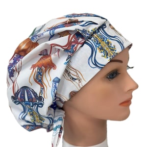 Octopus Print Scrub Cap: Ocean Melody Medical Hat - Surgical Bouffant