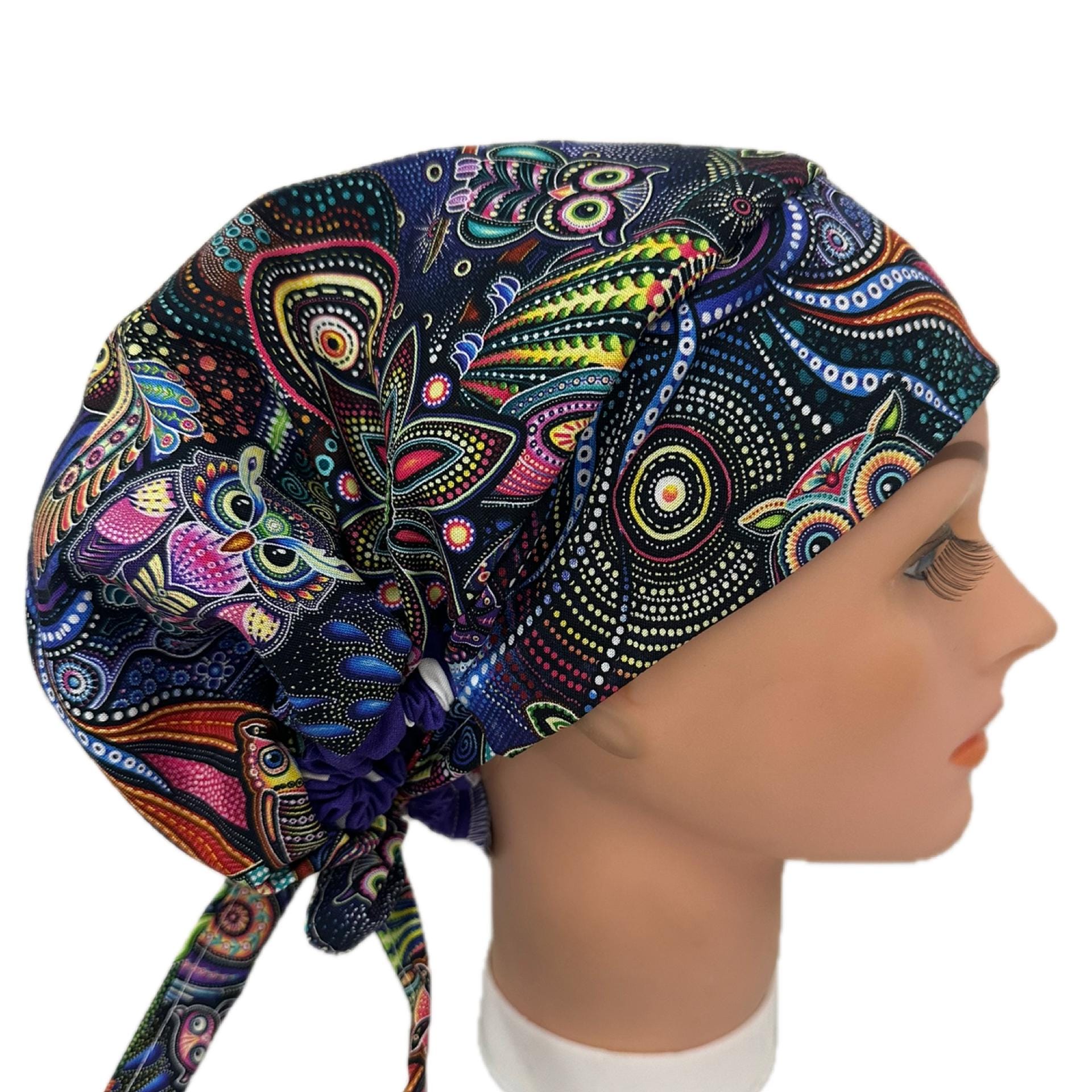 Boho Surgical Scrub Cap: Owls Tapestry Print Medical Hat