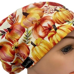 Surgical Scrub Cap: Pumpkins Orange, Yellow /  Medical Hat