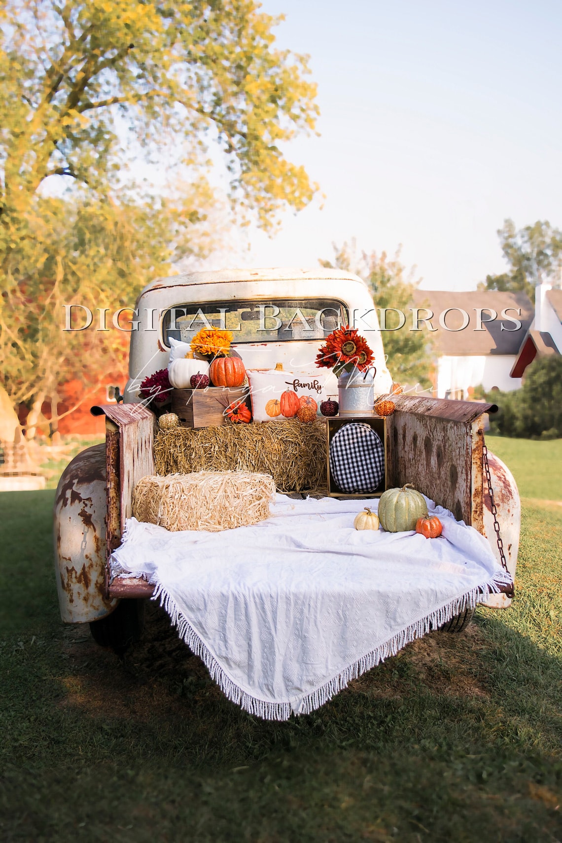 Fall Old Truck Digital Background or Backdrop Great for Family - Etsy