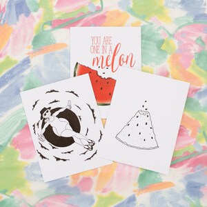 A2 Grußkarten - Sommer 3er Set - Innenseite blanko - Umweltfreundliches recyceltes Papier - Watermelon and Summer Vibes