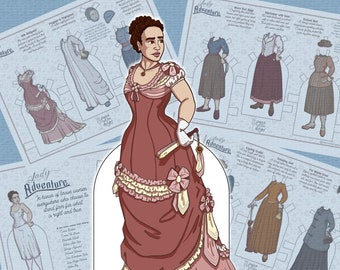 Lady Adventure Paper Doll Set - Full Color Printable - Digital Download Kids Activity