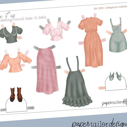 Cottagecore Paper Doll Clothes Printable Full Color Modern - Etsy