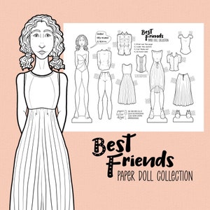 Kirra the Paper Doll - Coloring Page with Outfits - Digital Download Kids Activity