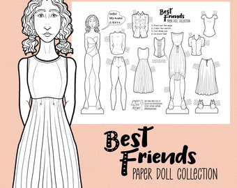 Kirra the Paper Doll - Coloring Page with Outfits - Digital Download Kids Activity