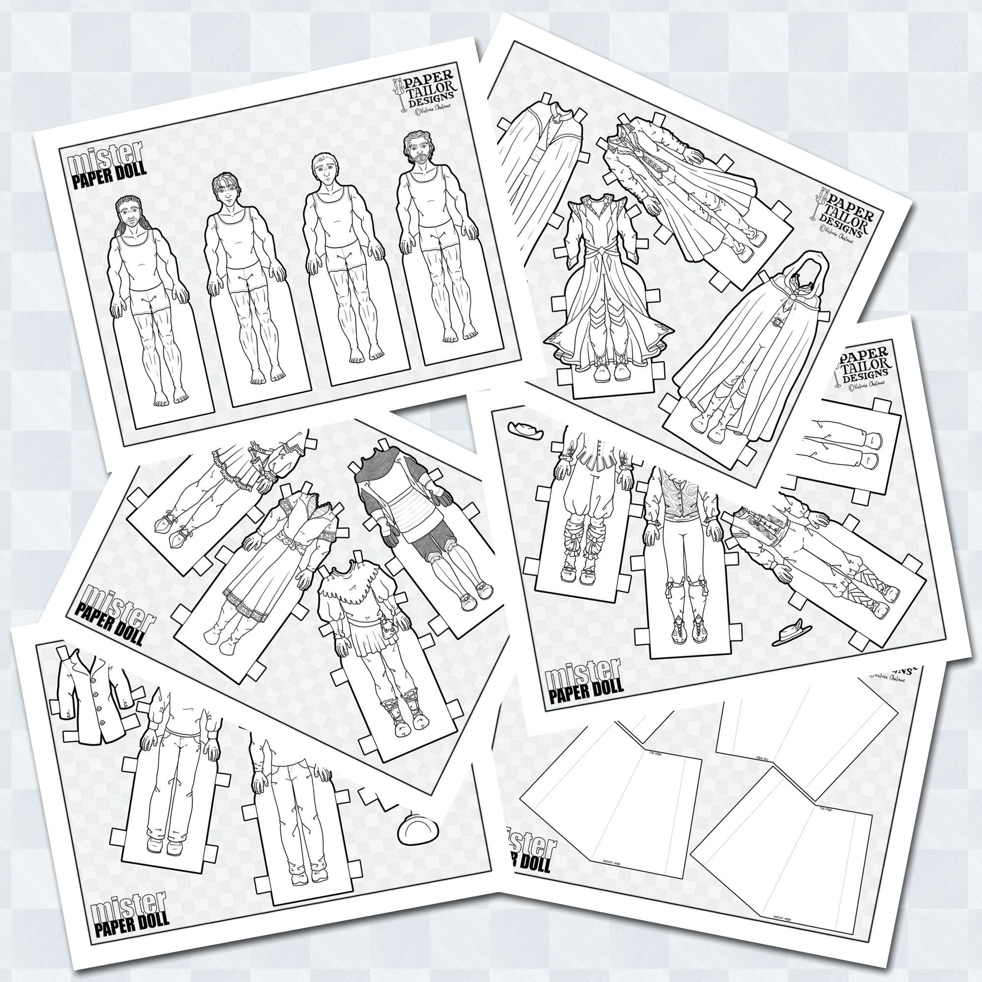 Mister Paper Doll 4 Gentlemen With 16 Outfits Etsy