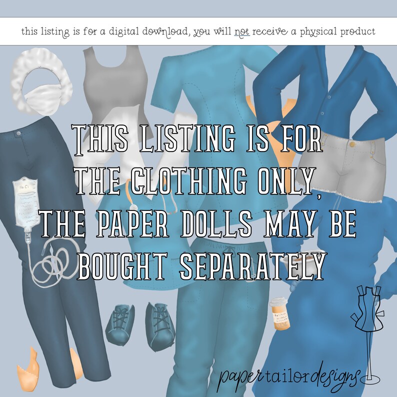 Vet Tech Paper Doll Clothes Printable Full Color Outfits and Etsy UK