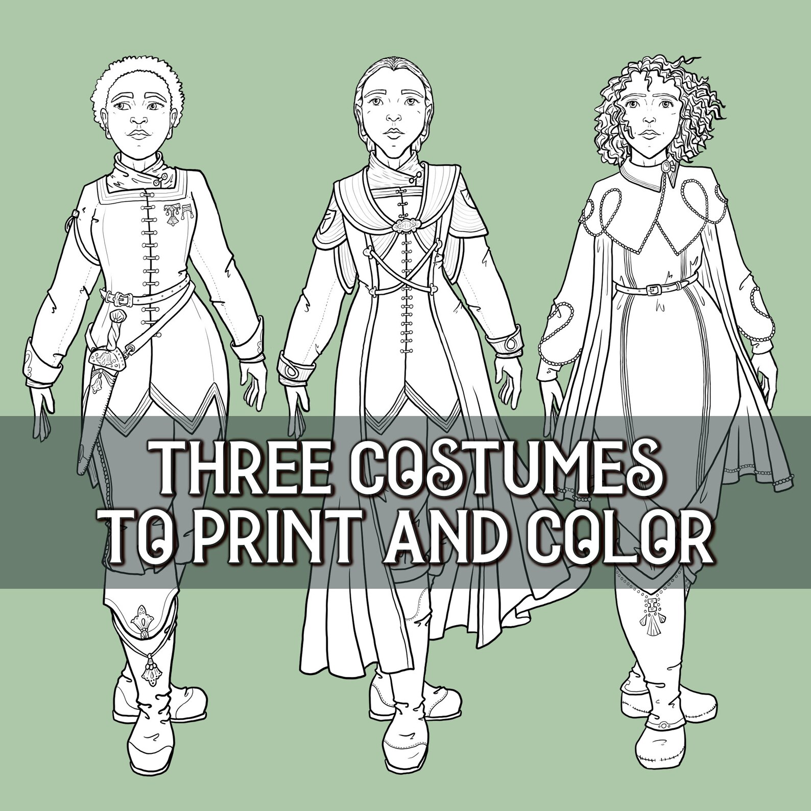 Fantasy Paper Doll Clothes Printable Coloring Page With Outfits Digital ...