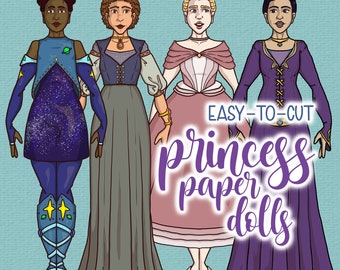 Princess Paper Dolls - Printable Easy Cut Paper Dolls