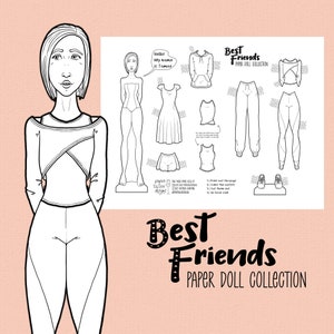 Tamar la muñeca de papel - Página para colorear con trajes - Descarga digital Actividad para niños