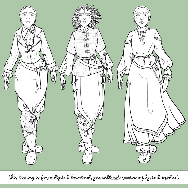 Fantasy Paper Doll Clothes Printable Coloring Page With Outfits Digital ...