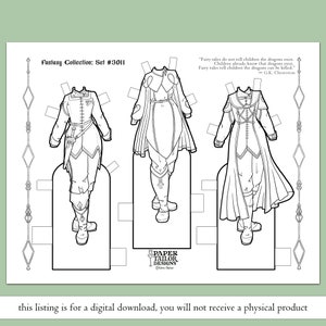Fantasy Paper Doll Clothes Printable Coloring Page With Outfits Digital ...
