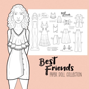 Brishna the Paper Doll - Coloring Page with Outfits - Digital Download Kids Activity