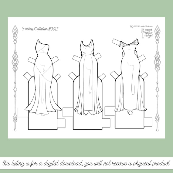 Fantasy Paper Doll Clothes Printable Coloring Page With - Etsy