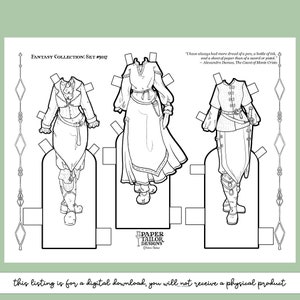 Fantasy Paper Doll Clothes Printable Coloring Page With Outfits Digital ...
